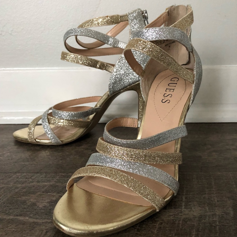 ✨Guess Silver and Gold Glitter Heels ✨